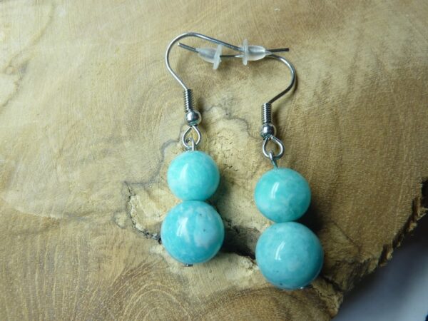Boucles d'oreilles Amazonite - Perles 10-8 mm