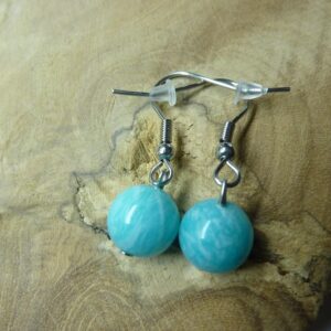 Boucles d'oreilles Amazonite - Perles 10 mm