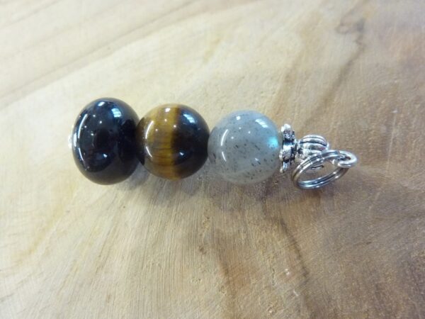 Pendentif oeil de tigre-tourmaline noir-labradorite