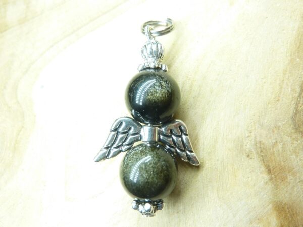 Pendentif Obsidienne dorée - perles rondes 10 mm