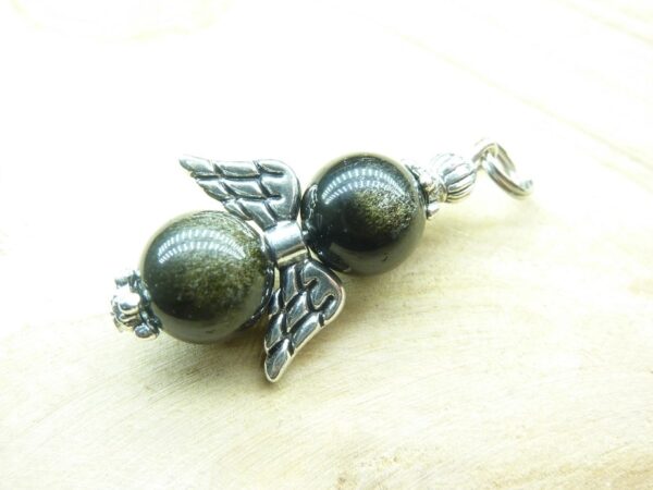 Pendentif Obsidienne dorée - perles rondes 10 mm