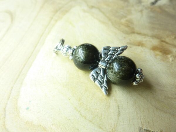 Pendentif Obsidienne dorée - perles rondes 10 mm