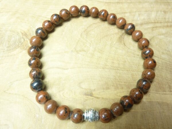 Bracelet Obsidienne acajou-mahogany perles rondes 6 mm