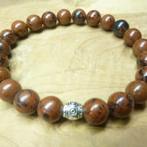 Bracelet Obsidienne acajou-mahogany perles rondes 8 mm