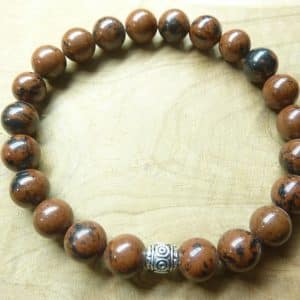 Bracelet Obsidienne acajou-mahogany perles rondes 8 mm