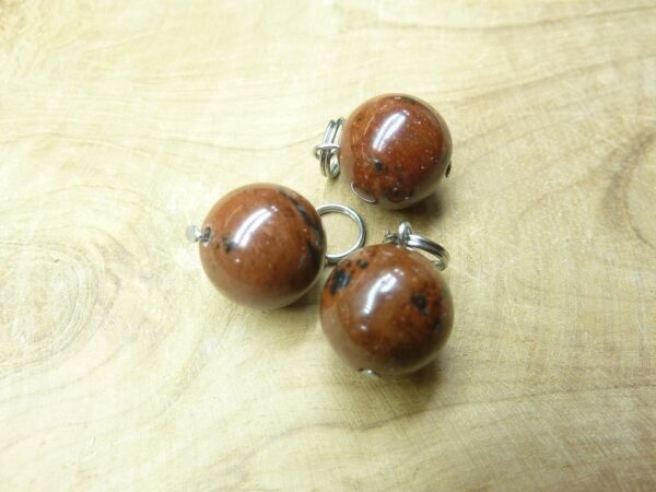 Pendentif Obsidienne acajou-mahogany perle ronde 12 mm