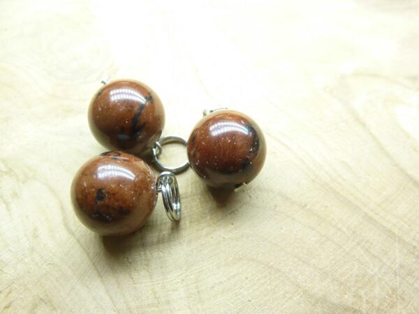 Pendentif Obsidienne acajou-mahogany perle ronde 12 mm