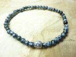 Bracelet Obsidienne flocon de neige - Perles rondes 4 mm