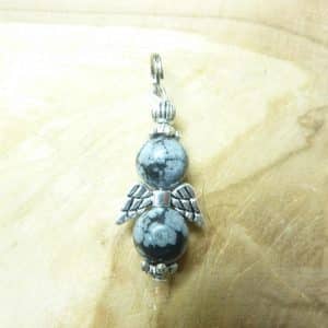 Pendentif Obsidienne flocon de neige - Perles rondes 8 mm