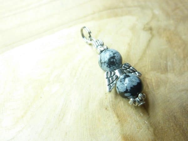 Pendentif Obsidienne flocon de neige - Perles rondes 8 mm