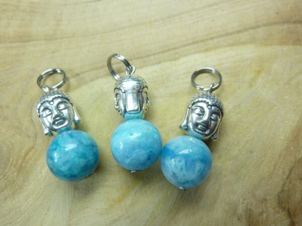 Pendentif Hémimorphite Bouddha - Perles rondes 10 mm