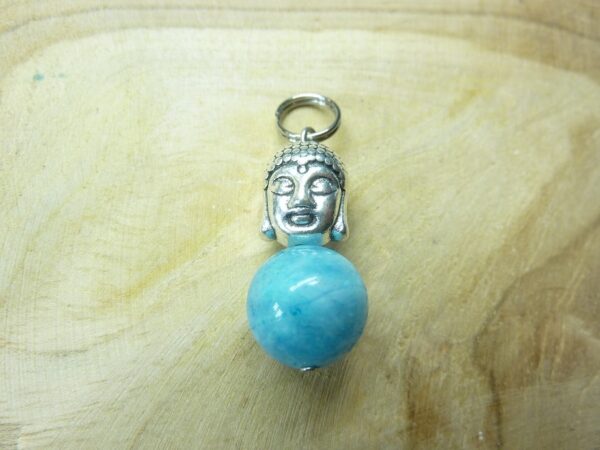 Pendentif Hémimorphite Bouddha - Perles rondes 10 mm