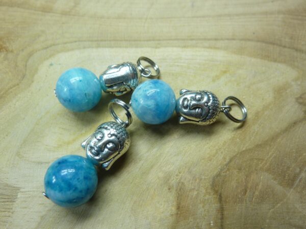 Pendentif Hémimorphite Bouddha - Perles rondes 10 mm