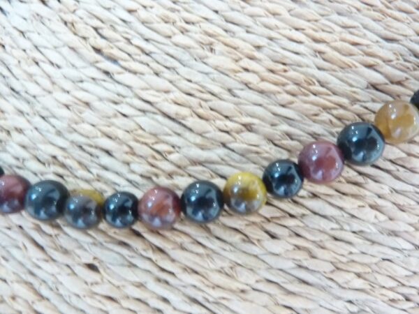 Collier-Bracelet Oeil de tigre-taureau-spinelle noir-Obsidienne oeil céleste
