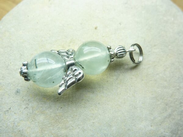 Pendentif Préhnite - perles rondes 10 mm