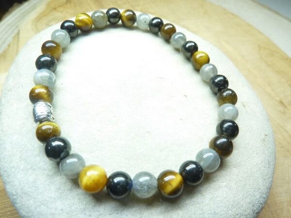 Bracelet oeil de tigre-Labradorite-Shungite 6 mm