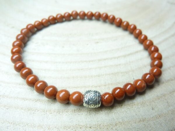 Bracelet Jaspe rouge - Perles rondes 4 mm