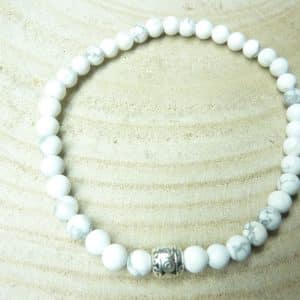 Bracelet Howlite - perles rondes 4 mm