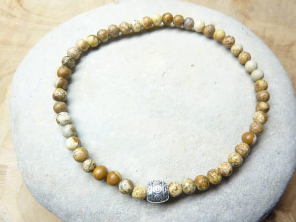 Bracelet Jaspe Paysage - Perles rondes 4 mm