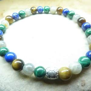 Bracelet Malachite-Lapis lazuli-Oeil de tigre-Labradorite