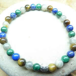 Bracelet Malachite-Lapis lazuli-Oeil de tigre-Labradorite