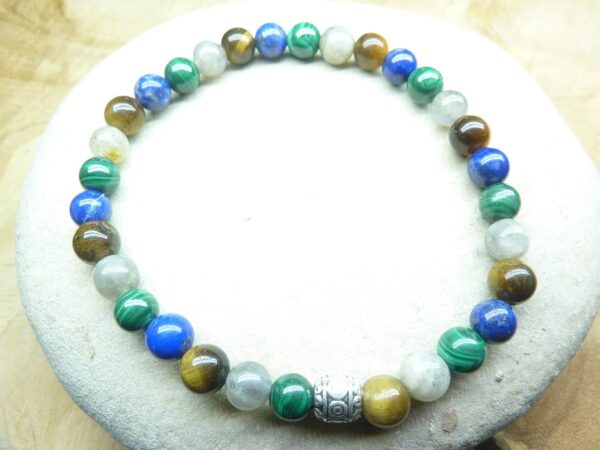 Bracelet Malachite-Lapis lazuli-Oeil de tigre-Labradorite