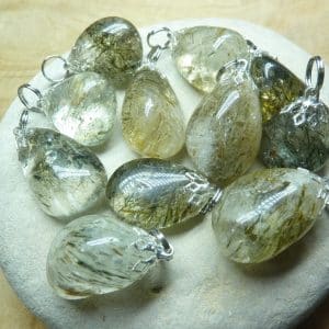 Pendentif quartz tourmaliné verte