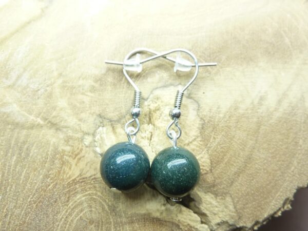 Boucles d’oreilles jaspe héliotrope – perles rondes 10 mm