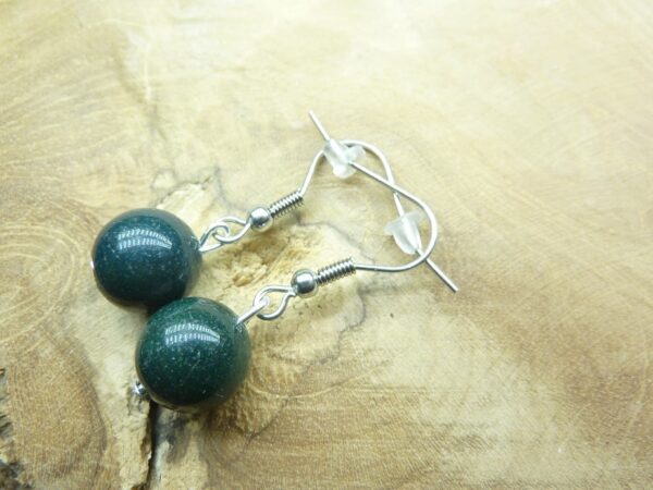 Boucles d’oreilles jaspe héliotrope – perles rondes 10 mm