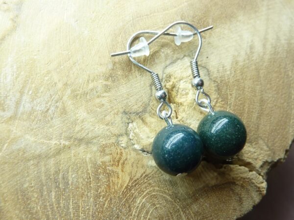 Boucles d’oreilles jaspe héliotrope – perles rondes 10 mm