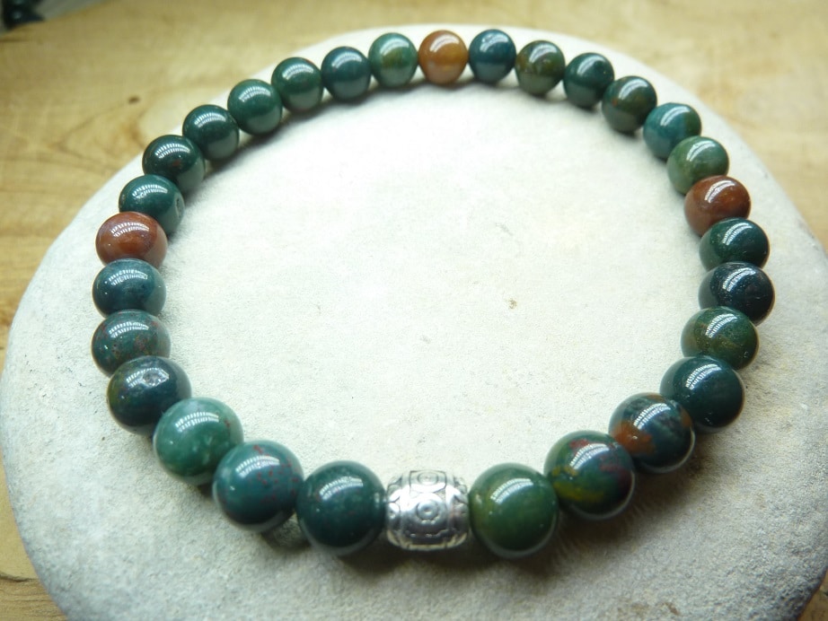 Bracelet jaspe héliotrope – perles rondes 6 mm
