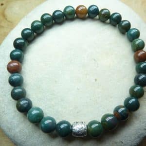 Bracelet jaspe héliotrope – perles rondes 6 mm