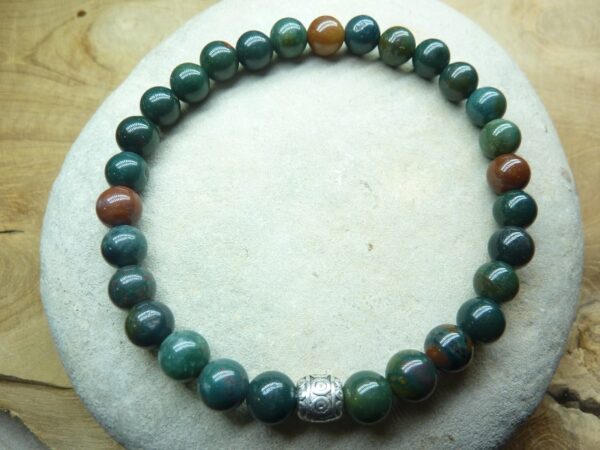 Bracelet jaspe héliotrope – perles rondes 6 mm
