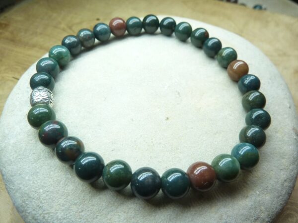 Bracelet jaspe héliotrope – perles rondes 6 mm