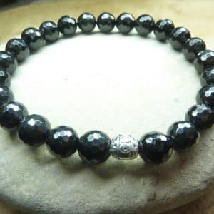 Bracelet Spinelle noir - Perles à facettes 8 mm