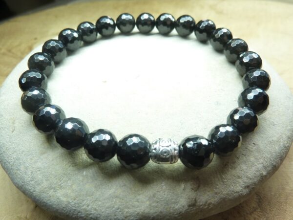Bracelet Spinelle noir - Perles à facettes 8 mm