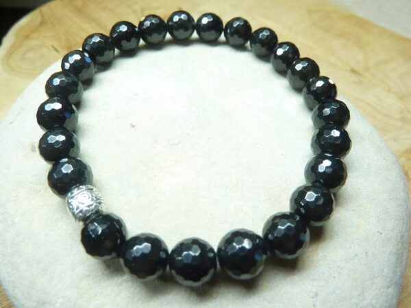 Bracelet Spinelle noir - Perles à facettes 8 mm