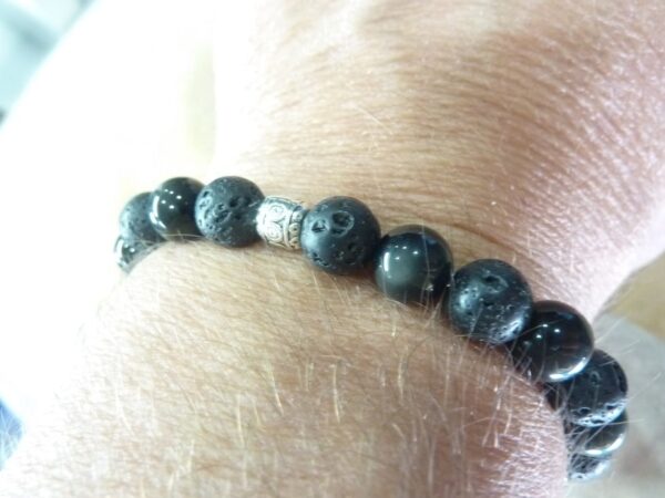 Bracelet Obsidienne oeil céleste-Pierre de lave