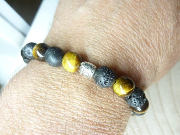 Bracelet Oeil de tigre-Pierre de lave