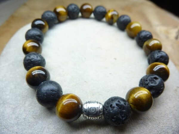Bracelet Oeil de tigre-Pierre de lave