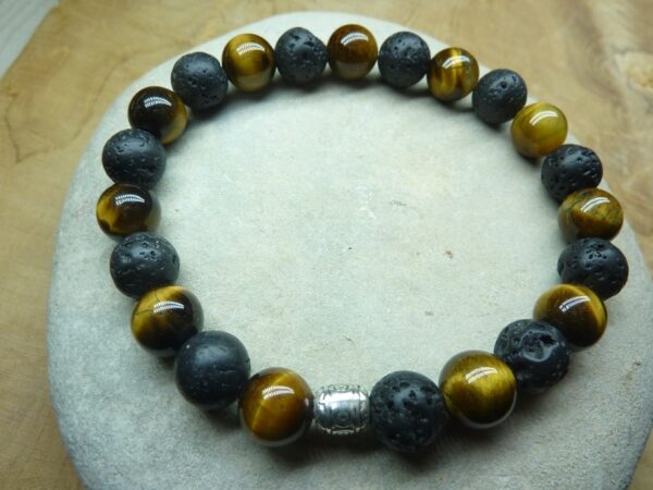 Bracelet Oeil de tigre-Pierre de lave