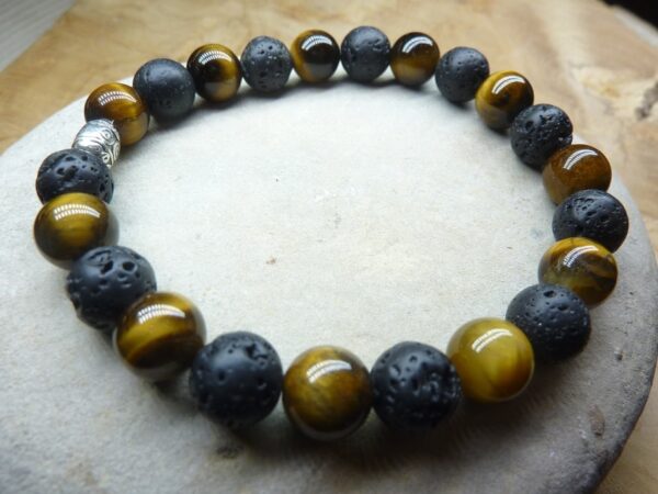 Bracelet Oeil de tigre-Pierre de lave