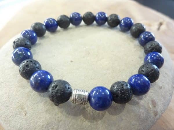 Bracelet Lapis lazuli-Pierre de lave