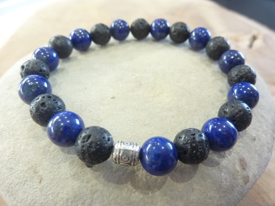 Bracelet Lapis lazuli-Pierre de lave