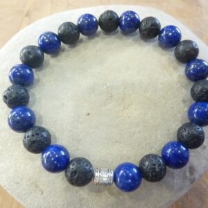 Bracelet Lapis lazuli-Pierre de lave