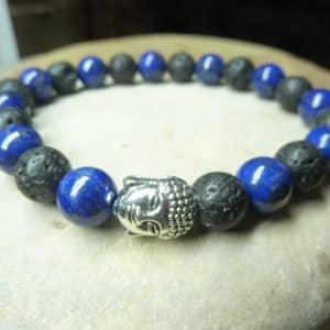 Bracelet Lapis lazuli-Pierre de lave-Bouddha