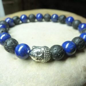 Bracelet Lapis lazuli-Pierre de lave-Bouddha