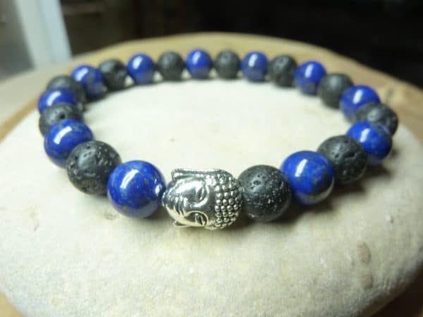 Bracelet Lapis lazuli-Pierre de lave-Bouddha