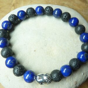 Bracelet Lapis lazuli-Pierre de lave-Bouddha