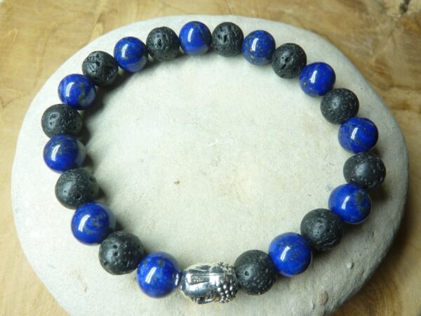 Bracelet Lapis lazuli-Pierre de lave-Bouddha